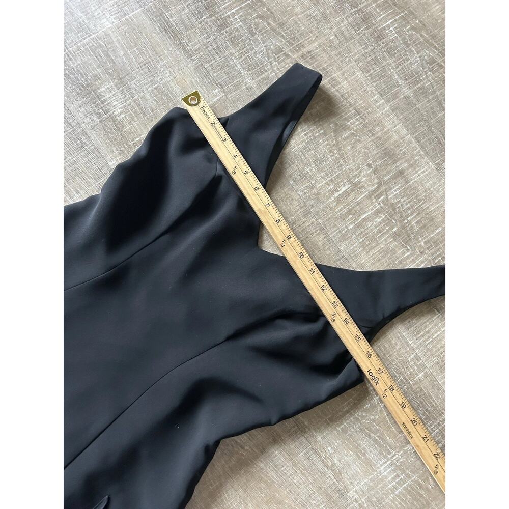 WHBM White House Black Market Black Cocktail Dress 4 LBD V Neck Ruffle Hem - Picture 9 of 12